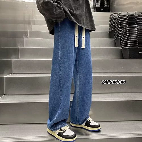 Джинсы, трендовые повседневные брюки, осенние, свободный прямой крой, оверсайз, в американском стиле