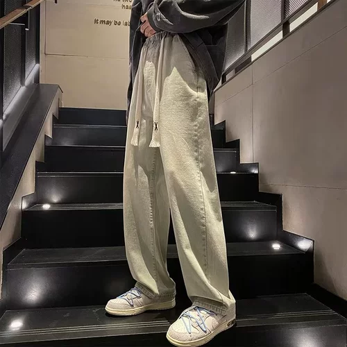 Джинсы, трендовые повседневные брюки, осенние, свободный прямой крой, оверсайз, в американском стиле