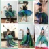Cô gái mới sàn catwalk ăn mặc mô hình trình diễn peacock váy công chúa váy handmade tùy chỉnh trẻ em đuôi váy pettiskirt