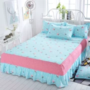 Giường ngủ da báo giường ngủ giường tầng chăn bìa lãng mạn đơn mảnh giường màu xanh đám cưới Hàn Quốc nệm đặt màu tím - Váy Petti