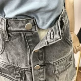 Штаны, летние джинсы, свободный прямой крой, в корейском стиле