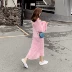 Váy lưới bảy nữ sinh viên Hàn Quốc phiên bản 2019 mới mùa thu dài phần v-cổ cô gái áo thun rộng - Sản phẩm HOT
