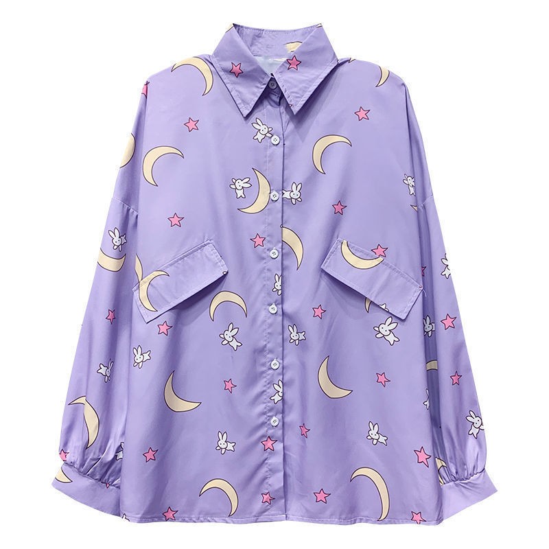 Violet2021 Korean version shirt beautiful girl easy trend leisure time Retro Good morning! spring and autumn jacket Long sleeve schoolgirl shirt female