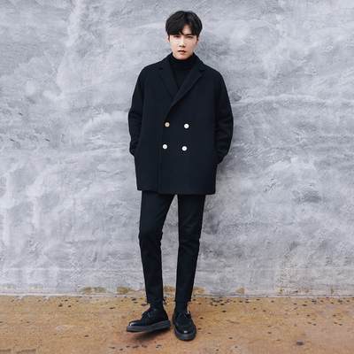 MRCYC Hàn Quốc phiên bản của raglan tay áo len áo khoác nam xu hướng rắn màu lỏng đôi ngực áo len áo khoác áo khoác thủy triều áo khoác nam Áo len