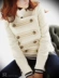 Mới mùa thu và mùa đông áo len nữ Hàn Quốc phiên bản của tự trồng đứng cổ áo retro phong cách tòa ngắn đôi ngực áo len áo khoác da nữ Áo khoác ngắn