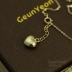 GeunYeon vòng tay vàng 14K nguyên chất dây chuyền trái tim màu đào trái tim nữ đơn giản vòng tay trí tuệ làm đẹp - Vòng chân lắc chân nữ vàng đẹp Vòng chân