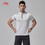 Áo sơ mi POLO nam chính hãng Li Ning 18 mùa hè mới đào tạo ve áo đơn giản Slim tay áo ngắn APLN059-1-2-3 - Áo polo thể thao áo polo zara