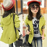 Quần áo trẻ em 18 mùa thu Áo khoác trẻ em nữ phiên bản Hàn Quốc của áo len thời trang áo len trẻ em lớn cổ áo sơ mi dài tay cho bé áo gió - Khác