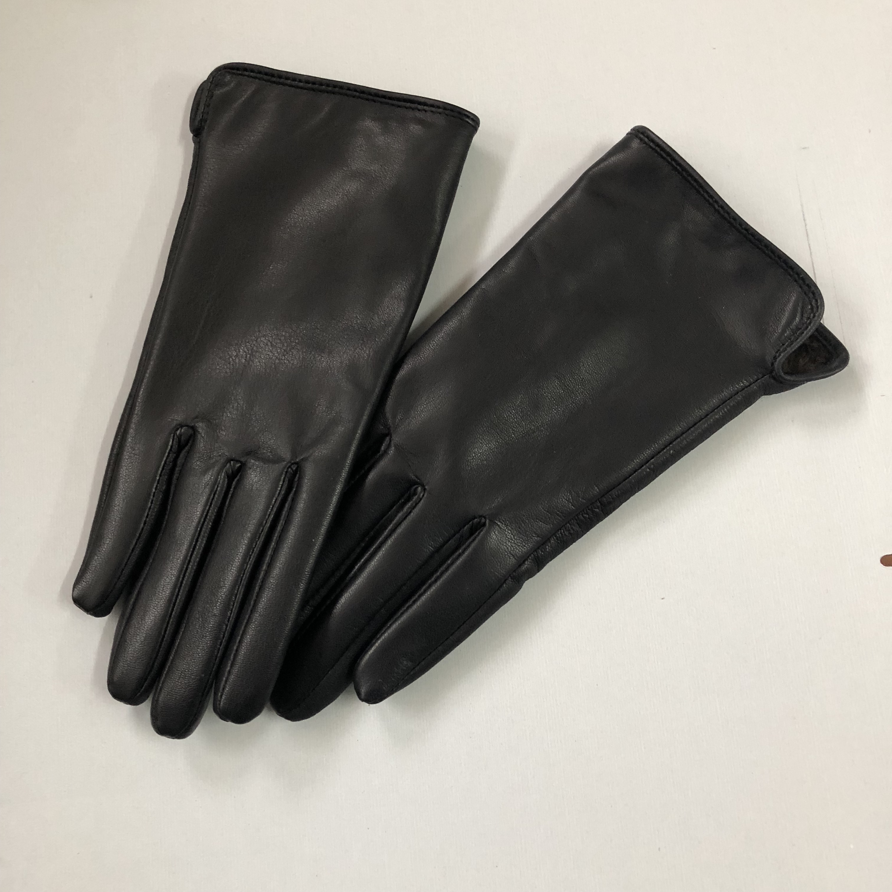Black Thin Silk Lining (Full Hand Touch Screen)Polychromatic Import Goat skin glove Lamb skin ma'am Plush keep warm Autumn and winter genuine leather glove black Thin drive a car