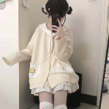 Оригинальная японская милая абрикосовая военно-морская куртка, с медвежатами