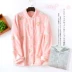 Bộ đồ ngủ nữ cotton top một mảnh quần áo mùa hè thuần khiết mùa thu và áo len sọc nhỏ dễ thương nhà ngắn tay lỏng lẻo - Pyjama