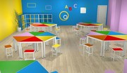 Tranh lục giác bàn học sinh và ghế kết hợp đào tạo nội thất trường học tư vấn lớp nghệ thuật trẻ em bảng màu bàn - Nội thất giảng dạy tại trường