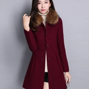 Áo khoác len nữ dài phần 2016 mùa đông mới dành cho nữ phiên bản Hàn Quốc tự trồng cộng với áo khoác len dày bằng cotton - Trung bình và dài Coat