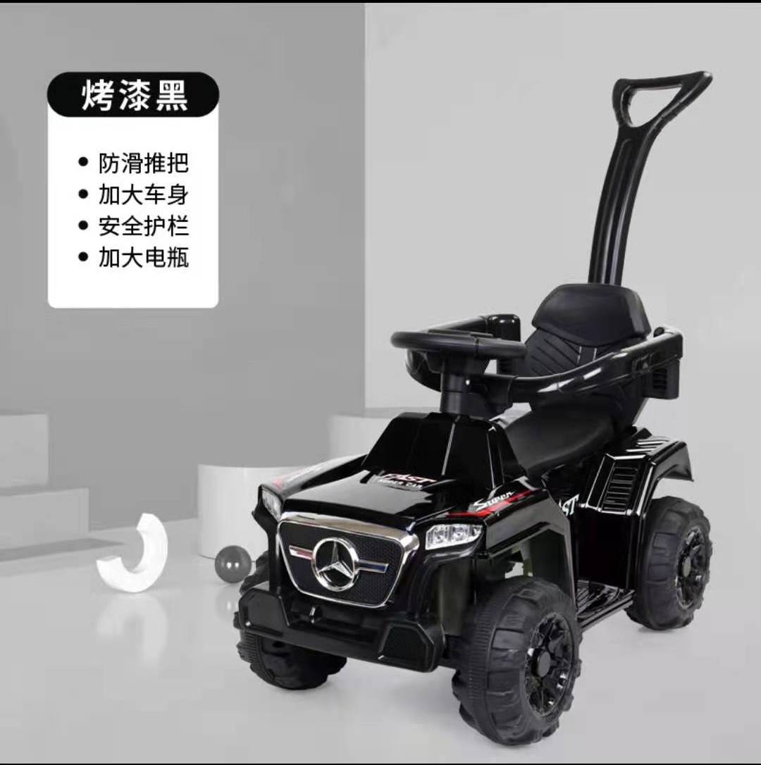 Paint Black Electric + Hand Push To Control Directionchildren Electric vehicle Four rounds remote control Hand push child automobile 1-3-6-8 year men and women baby Seated person wheelbarrow