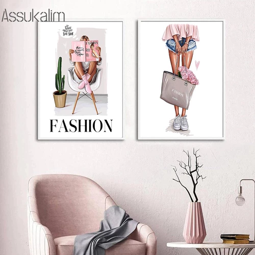 Девушка холст плакат духи бутылки цветочный искусство искусство искусство