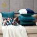Bắc âu gối mô hình hình học lại màu xanh lá cây mô hình màu xanh phòng gối sofa cushion cover khâu hỗn hợp màu đơn giản thắt lưng gối