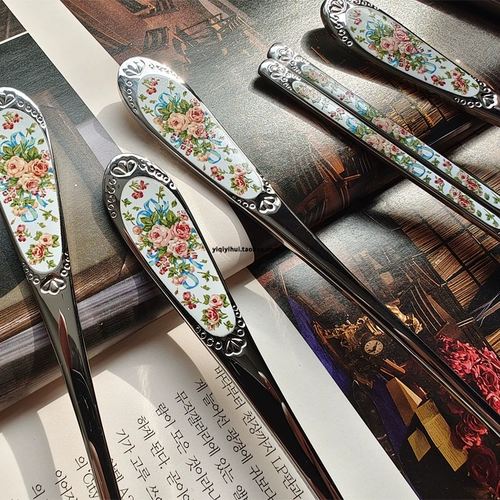 Импортная ложка из нержавеющей стали, твердая посуда, палочки для еды, комплект, в корейском стиле, розы, букет