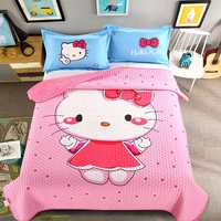 Phiên bản tiếng Hàn của bộ chăn ga gối cotton hoạt hình mèo Katie mùa hè là ba bộ chăn ga gối bằng vải nhung pha lê - Trải giường ga trải giường mát