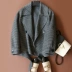Xiuqi kẻ sọc nhỏ ~ chống biển đặc biệt 18 mùa thu và mùa đông hem mới vành đai ngắn hai mặt áo len H16-D7007 áo jacket nữ Áo khoác ngắn