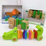 Детские интеллектуальные деревянные ходунки, детский прицеп со шнуром, игрушечная машина, 2-3-6 лет, с медвежатами
