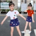 Chàng trai mùa hè phù hợp với 2018 trẻ em mới ngắn tay cậu bé mùa hè quần áo trẻ em trẻ em lớn Hàn Quốc phiên bản của thủy triều phù hợp với hai mảnh