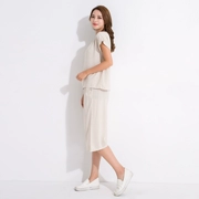 Bông lụa ngắn tay phù hợp với nữ mùa hè cương dương bông hai mảnh phù hợp với có thể được đeo bên ngoài nhà quần áo bông lụa phương đông lụa lỏng đồ ngủ