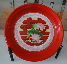 Стакан 老搪瓷盘老茶盘水具杯子托盘80年代结婚喜字荷花怀旧收藏电影道具