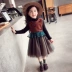 Cô gái mùa đông 2018 new girl phong cách nước ngoài phù hợp với phiên bản Hàn Quốc của áo len lưới lưới áo len bé trai lớn 2 quần dài cho bé gái Phù hợp với trẻ em