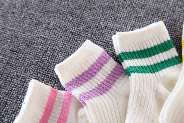 Children socks wild cotton candy-colored striped socks two bars 3-10 years