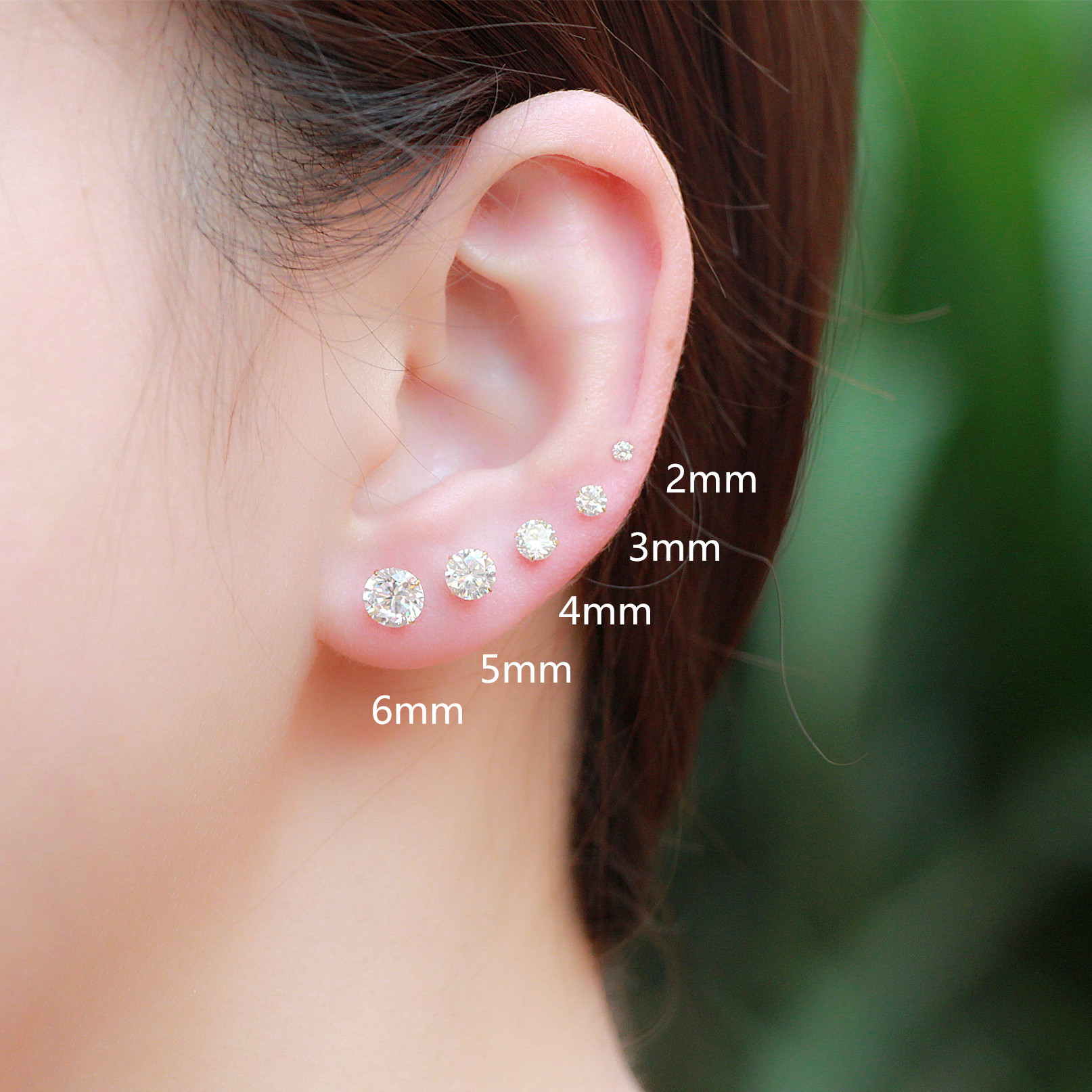 japanese made 10k white gold zircon ear bone nails shiny beautiful ...