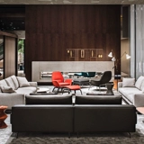 Современный и минималистичный элитный оранжевый кожаный дизайнерский диван, Италия, воловья кожа