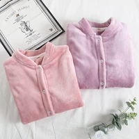 Bộ đồ ngủ đơn nữ mùa đông flannel dày mùa đông phim hoạt hình phụ nữ dài tay san hô nhung phù hợp với dịch vụ nhà - Pyjama bộ thu đông nữ