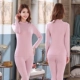 Qiu Yi Qiu Bà Modal Slim Đầm bộ đồ lót nhiệt mỏng Set mùa thu đông trung cổ áo len cotton - Phù hợp với nóng lên