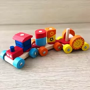 Đồ gỗ giáo dục bảo vệ môi trường giáo dục sớm đồ chơi ba khối xe lửa nhỏ có thể tháo rời xe đa năng - Khác