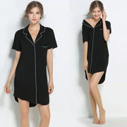 Áo ngủ nữ mùa hè gợi cảm băng lụa ve áo có thể mặc bên ngoài bà bầu cộng với phân bón XL chất béo mm200 kg đồ ngủ - Đêm đầm