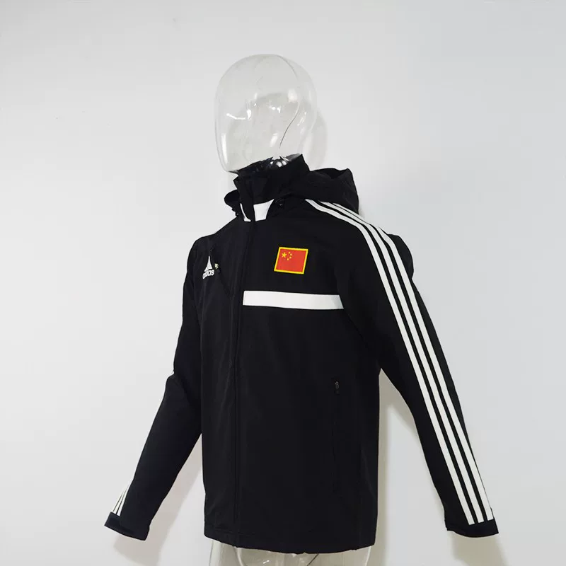 Черное спортивное плащ-тренч с капюшоном Adidas/