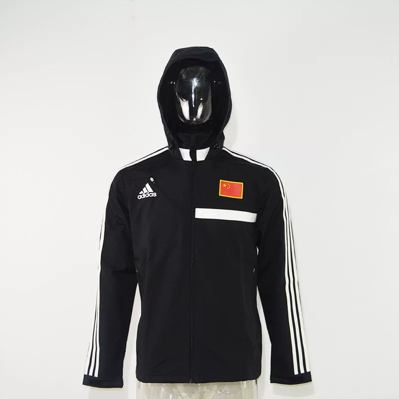 Черное спортивное плащ-тренч с капюшоном Adidas/