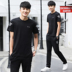 Thể thao phù hợp với nam giới mùa hè quần ngắn tay xu hướng mới t-shirt hai mảnh lỏng chạy thể thao giản dị bộ adidas nữ mùa đông Thể thao sau