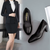 Комфортный классический костюм для школьников на высоком каблуке, рабочая черная обувь, мягкая подошва, популярно в интернете