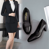 Комфортный классический костюм для школьников на высоком каблуке, рабочая черная обувь, мягкая подошва, популярно в интернете