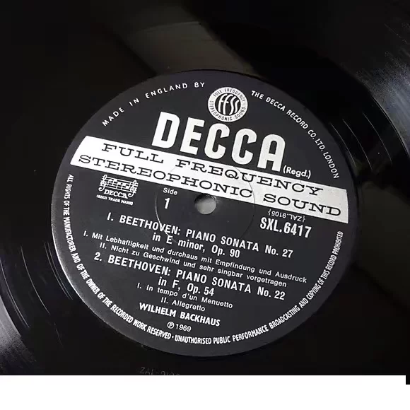 Decca SXL6417 передняя страница Бетховен пианино Бах Не виниловый LP