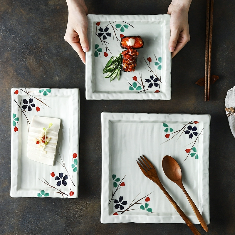 Đĩa bộ đồ ăn kiểu Nhật đĩa gốm sứ sáng tạo đĩa sushi đĩa hình chữ nhật đĩa gia đình món ăn lạnh Đĩa trái cây đĩa thức ăn phương tây - Đồ ăn tối