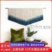 Màu xanh nghệ thuật vuông in cùng một đoạn Bắc Âu dệt tấm thảm phòng ngủ cạnh giường mô hình nhà tường trang trí tấm thảm mặt dây chuyền