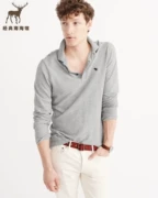 Mùa xuân và mùa thu mới AF Áo thun dài tay hàng đầu Áo sơ mi nam Lapel POLO Áo cotton Kinh doanh Màu sắc rắn Deer Paul đáy áo