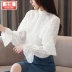 Mùa xuân 2019 phiên bản mới của Hàn Quốc áo sơ mi ren hoa sen - Áo sơ mi chiffon ren