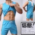 Cotton thể thao phù hợp với nam giới chạy thể dục vest quần short hai mảnh lỏng thân thiện với da mịn và nhanh chóng làm khô quần áo giản dị bộ thể thao nam Thể thao sau
