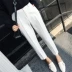 Phù hợp với quần nữ mùa hè phần mỏng mới Hàn Quốc phiên bản của bàn chân nhỏ Harlan chín quần eo cao là mỏng thẳng ống quần ống quần Khởi động cắt