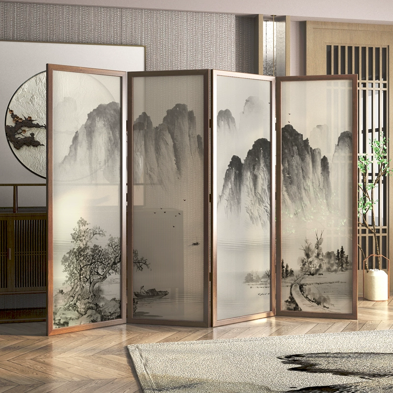 Tùy chỉnh 
            phong cách Trung Quốc mới gấp di động vách ngăn phòng khách gỗ nguyên khối phòng trà sen nhà văn phòng chặn lối vào Thiền vách ngăn đẹp 