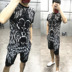 Mùa hè mới nóng khoan 骷髅 thiết lập xu hướng nam Hàn Quốc phiên bản của tự tu luyện ngắn tay xã hội tinh thần anh chàng hai mảnh kích thước lớn Bộ đồ