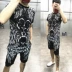 Mùa hè mới nóng khoan 骷髅 thiết lập xu hướng nam Hàn Quốc phiên bản của tự tu luyện ngắn tay xã hội tinh thần anh chàng hai mảnh kích thước lớn đồ bộ nam cao tuổi Bộ đồ
